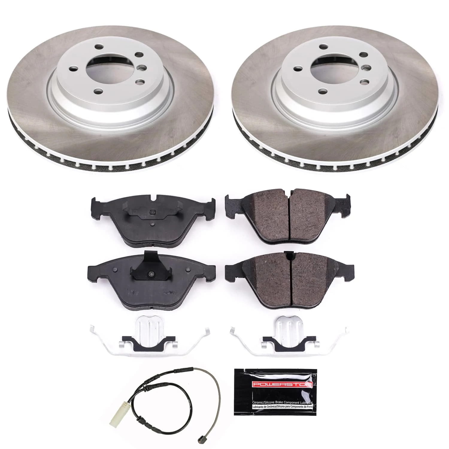 PowerStop Front Semi-Coated Rotor and Low-Dust Ceramic Brake Pad Kit SC6055
