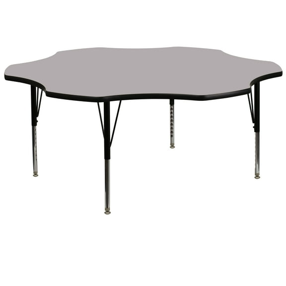 Flash Furniture Wren 60'' Flower Grey Thermal Laminate Activity Table - Height Adjustable Short Legs
