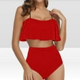 thumbnail image 2 of Dezsed Womens Tankini Swimsuits Ruffled Cami Top Tummy Control Modest Swimwear High Waisted Bikini Set Women Beachwear Red XXL, 2 of 6