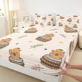 thumbnail image 4 of Erosebridal Funny Capybara Full Size Sheets For Capybara Lover,Orange Loves Pattern Bed Sheets For Kids Girls 4-Piece, 4 of 6