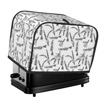 

KLL Lavender Flowers Print 2 Slice Toaster Dust Covers Kitchen Small Appliance Cover with 2 Pockets Can hold Jam Spreader Knife & Toaster Tongs (11.4 x 7.9 x 7.5)
