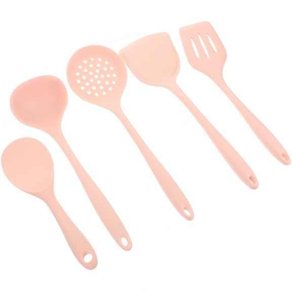 HOMEMAXS Pink Silicone Kitchen Gadgets Spatula Set for Nonstick Cookware Ergonomic Heat Resistant 4 Pieces
