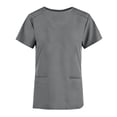 thumbnail image 6 of Hesxuno Scrub Tops for Men Stretch V Neck Short Sleeve Scrubs Nurse Working Uniform Basic Solid Tee Tops with Pockets Gray S, 6 of 6