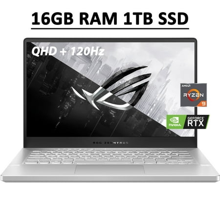 ASUS ROG Zephyrus G14 14" Gaming Laptops, AMD Ryzen 9 5900HS, 16GB RAM, NVIDIA GeForce RTX 3060, 6GB, 1TB SSD, Windows 10, White