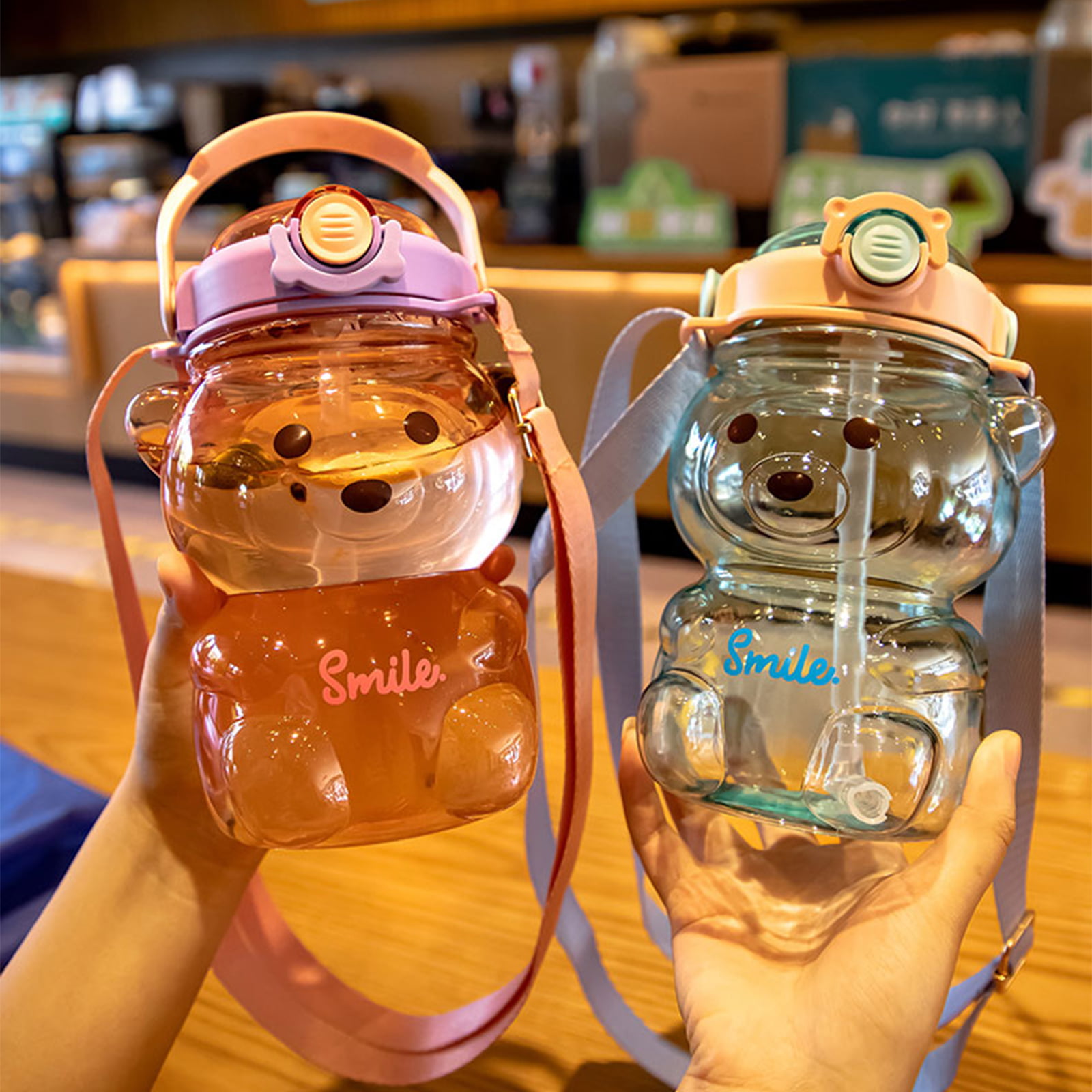 Jumbo Bear Plastic Bottle 1300ml with Straw – Kawaiies