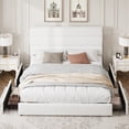thumbnail image 3 of Amolife Full Size Storage Platform Bed Frame with 4 Drawers & Upholstered Velvet Slat Headboard, White, 3 of 12