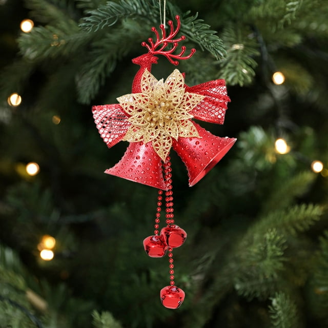 Campana De Plástico Adorno Navideño De Campanas De Ciervo De 25x14cm, De Plástico Brillante, Con Cordón Para Guirnalda De Árbol Y Decoración Festiva Para Fiestas En Casa, Color Rojo (1 Unidad) Rkxzt