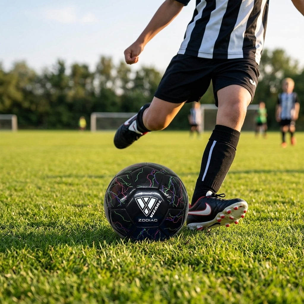 Vizari Zodiac Soccer Ball | Sizes 3, 4, 5 | Durable Waterproof Synthetic Leather | For Youth & Adults - BLACK, 3