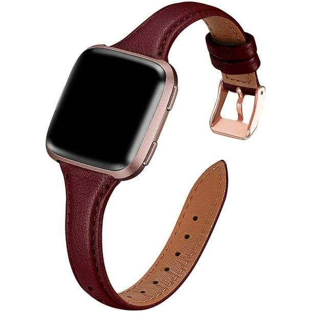 Leather Bands Compatible with Fitbit Versa Slim Thin Top Grain
