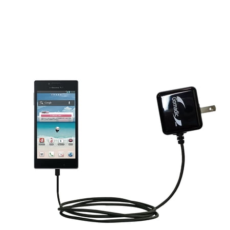 Gomadic Intelligent Compact AC Home Wall Charger suitable for the LG Optimus GJ - High output power with a convenient, foldable plug design - Uses Tip