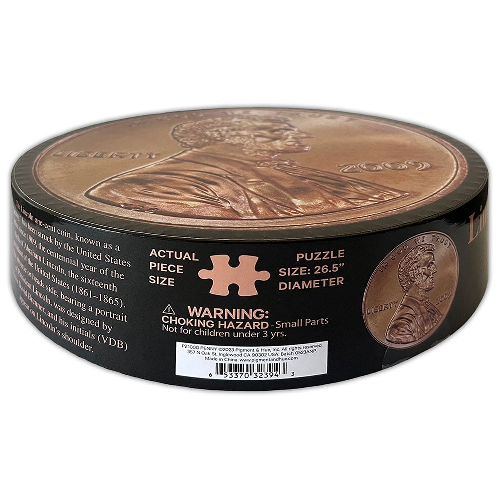 Lincoln Penny 1000 Pc Round Puzzle by Pigment & Hue
