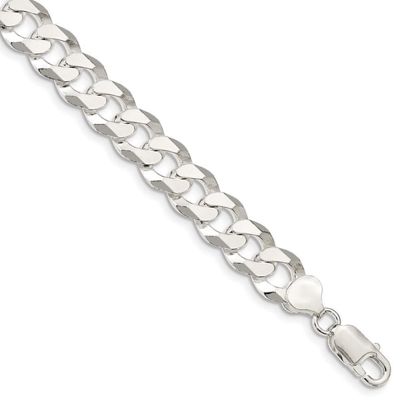 Sterling Silver 10.6mm Beveled Curb Chain Bracelet - 25.8 Grams - 9 Inch