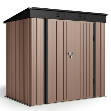 Lofka 6ft x 4ft Outdoor Storage Shed, Metal Garden Shed,Brown