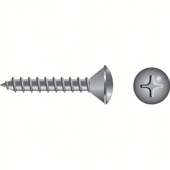 SeaChoice 00823; #12X 1-1/2 Phillips Head Oval Sheet Metal Screw Stainless Steel 50/ Bag