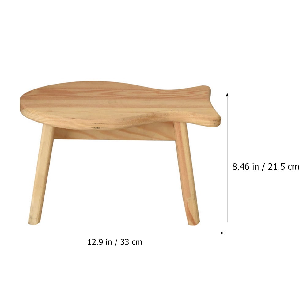 Wooden Stool Fish Shaped Step Stool Kitchen Bathroom Bedroom Wooden