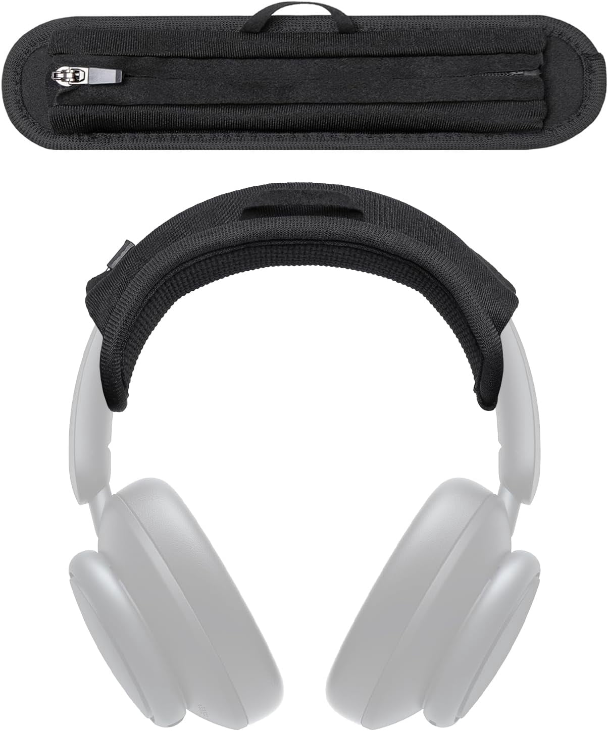 HRTGFD-Headband Cushion Cover Compatible with Anker Soundcore Space Q45, Life Q35, Q30, Q20, Q20i, Q20+, H30i Q11 Q11i Headphones, 6mm Thick Cushion, No Wobble Zipper Slider, with Hanging Loop
