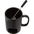 thumbnail image 6 of KOVOT Personal Fondue Mugs Set of 2 | Ceramic Mugs for Chocolate or Cheese | Includes Forks and Tealights| Double Vented (Black), 6 of 6