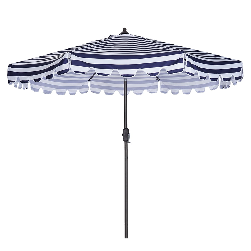 Kepooman 9' Outdoor Patio Foldable Market Table Umbrellas with Push Button Tilt & Crank Lift, Blue & White, Not Included Base Kepooman 9' Outdoor Patio Foldable Market Table Umbrellas with Push Button Tilt & Crank Lift, Blue & White, Not Included Base