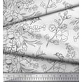 thumbnail image 2 of Soimoi White Rayon Fabric Flower Watercolor Printed Craft Fabric by The Yard 58 Inch Wide, 2 of 3