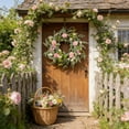 thumbnail image 2 of Pink Rose Daisy Eucalyptus Wreath 19.6 Inch Spring Summer Front Door Decor For Porch Window And Home Decor, 2 of 9