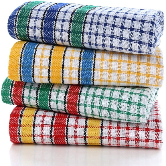 EIGTHTAIL Large Kitchen Dish Towels 16 Inch x 26 Inch Bulk Absorbent Cotton Kitchen Towels Super Soft Dish Cloths 4 Pack Bright Colorful Tea Towels Bar Towels for Washing Drying Dishes