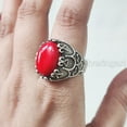 thumbnail image 7 of Coral Mans Ring, Natural Red Coral Ring, Unisex Ring, Silver Jewelry, 925 Silver Ring, Birthday Gift, Heavy Mens Ring, Arabic Design, Ottoman Style Ring, Christmas, Turkey Mens Signet Ring, 7 of 7