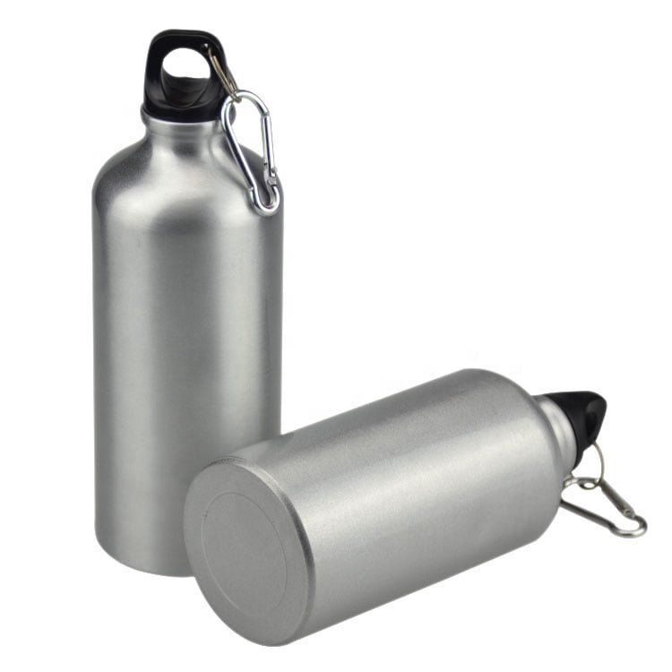 INTSUPERMAI 5pcs 600ml Aluminum Water Bottles Silver with Carabiner Hook for Sublimation Transfer Printing