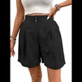 thumbnail image 1 of Pantalones Cortos de de Cintura Alta y Pierna con Bolsillos para Mujer, de Verano Negro S, 1 of 7