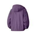 thumbnail image 5 of SEMPAI Water Proof Jacket for Women Women's Waterproof Jacket Hooded Trendy Long Sleeve Coat with Pocket Loose Full Zipper Fitness Suit Purple XS, 5 of 6