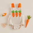 thumbnail image 2 of mgoYE Baby Girl Easter Outfit Newborn Carrot Overalls Bubble Romper Infant Clothes(Beige,3-6 Months), 2 of 6