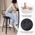 thumbnail image 3 of EHANCIS 26" Swivel Counter Height Bar Stools Set of 2, Boho Cane Rattan Back Chairs with PU Leather Upholstered Seat & Walnut Wood for Kitchen Island , Black, 3 of 10