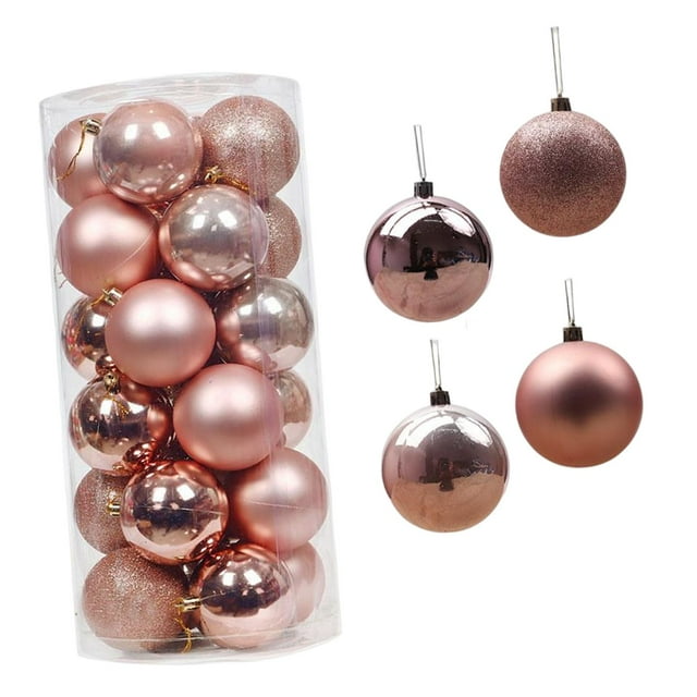 24 piezas de adornos para árboles de Navidad BLESIY bolas colgantes rosa