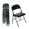 thumbnail image 2 of Leather Chair, 4Pcs Elegant Foldable Iron & PVC Chairs for Convention & Exhibition Black, 2 of 9