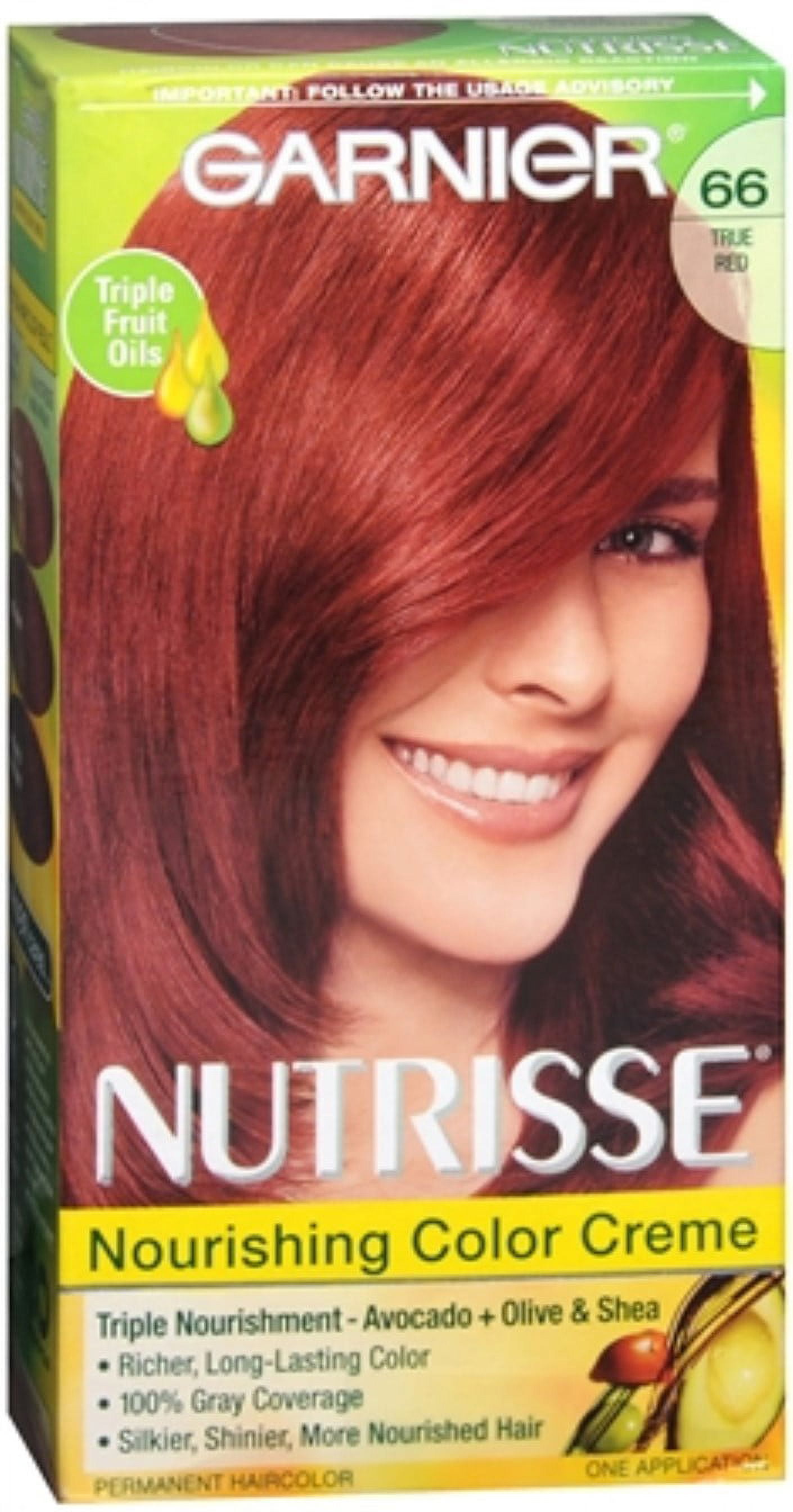 Garnier Nutrisse Nourishing Color Creme, True Red [66] 1 ea (Pack of 3)