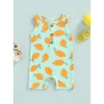 thumbnail image 2 of Genuiskids Newborn Baby Boy Girls Sleeveless Jumpsuit Summer Casual Lemon Print Button Newborn Shorts Romper Summer Outfit, 2 of 8
