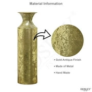 Hosley Plain 16 inch High, Decorative Gold Metal High Floor Vase