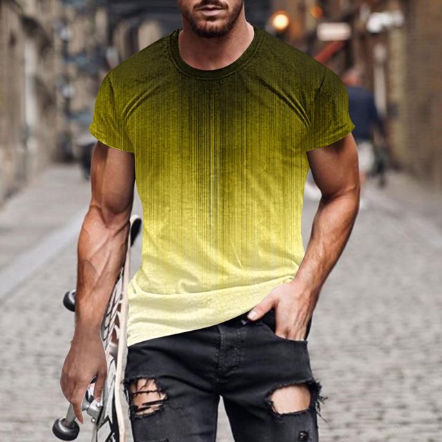 Qertyioot T-shirt à Manches Courtes Imprimé pour Hommes Col Rond Mode Décontractée Manches Courtes Liquidation