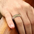 thumbnail image 5 of TriJewels 0.55 ctw Round Yellow Sapphire Two Toned and High Polished Edges Men Wedding Band (8 mm) in 10K Rose Gold, 5 of 6