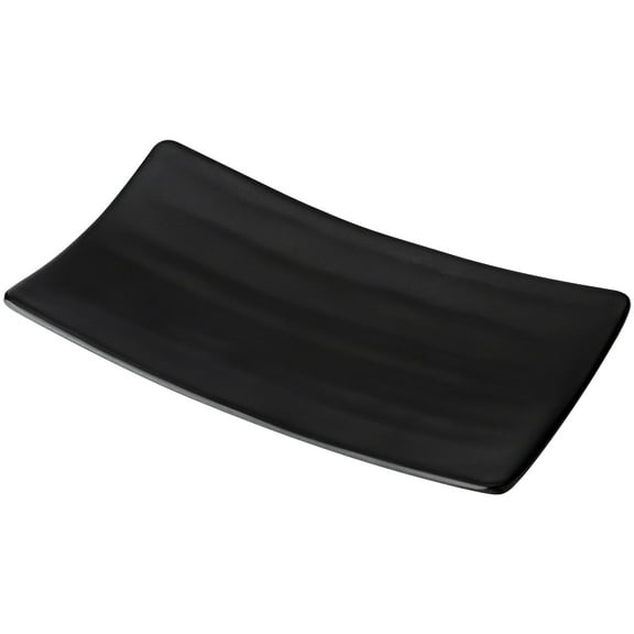 Uxcell Kitchenware Kitchen Rectangle Shaped Snack Serving Dish Plate Black