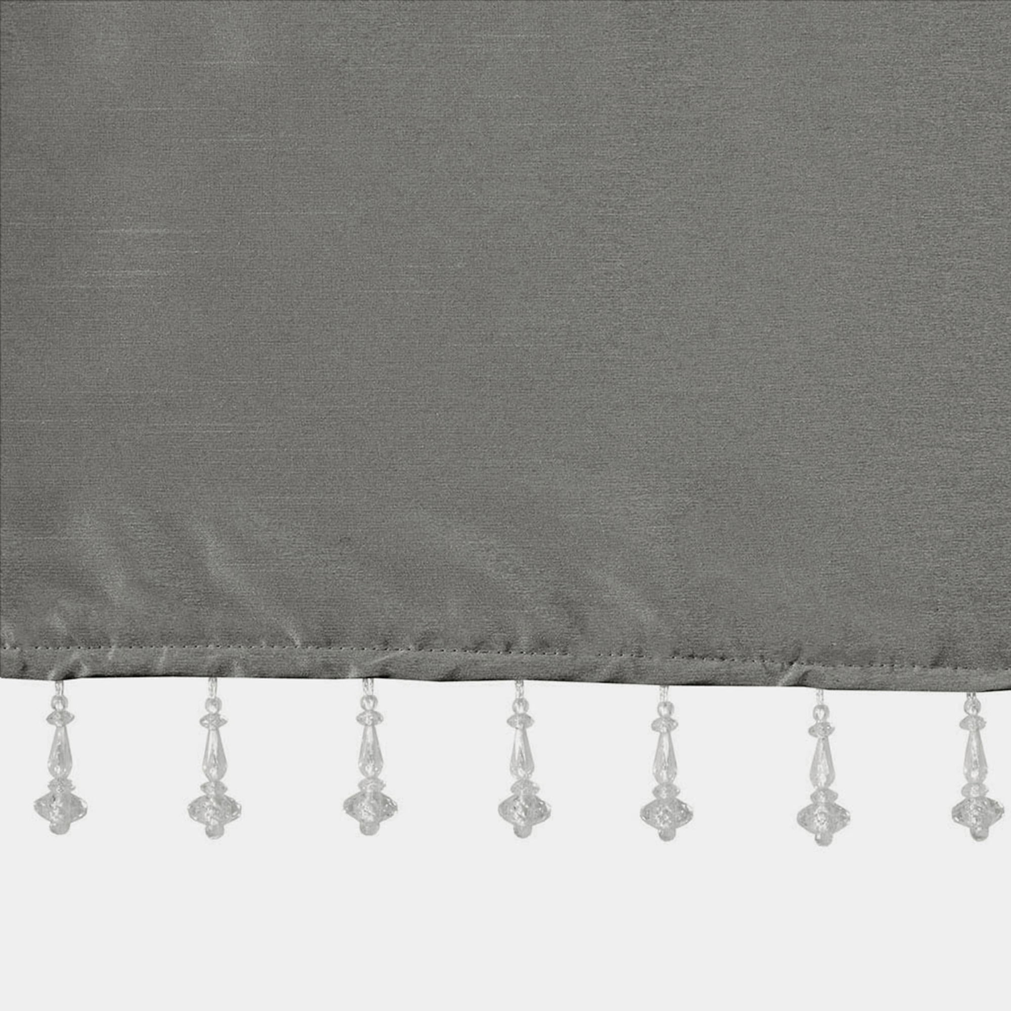 Lightweight Faux Silk Valance With Beads Charcoal 50x26"