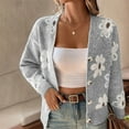 thumbnail image 3 of DAFPZW Women's Floral Print Button Down Cardigan V Neck Drop Shoulder Knit Outerwear, 3 of 9