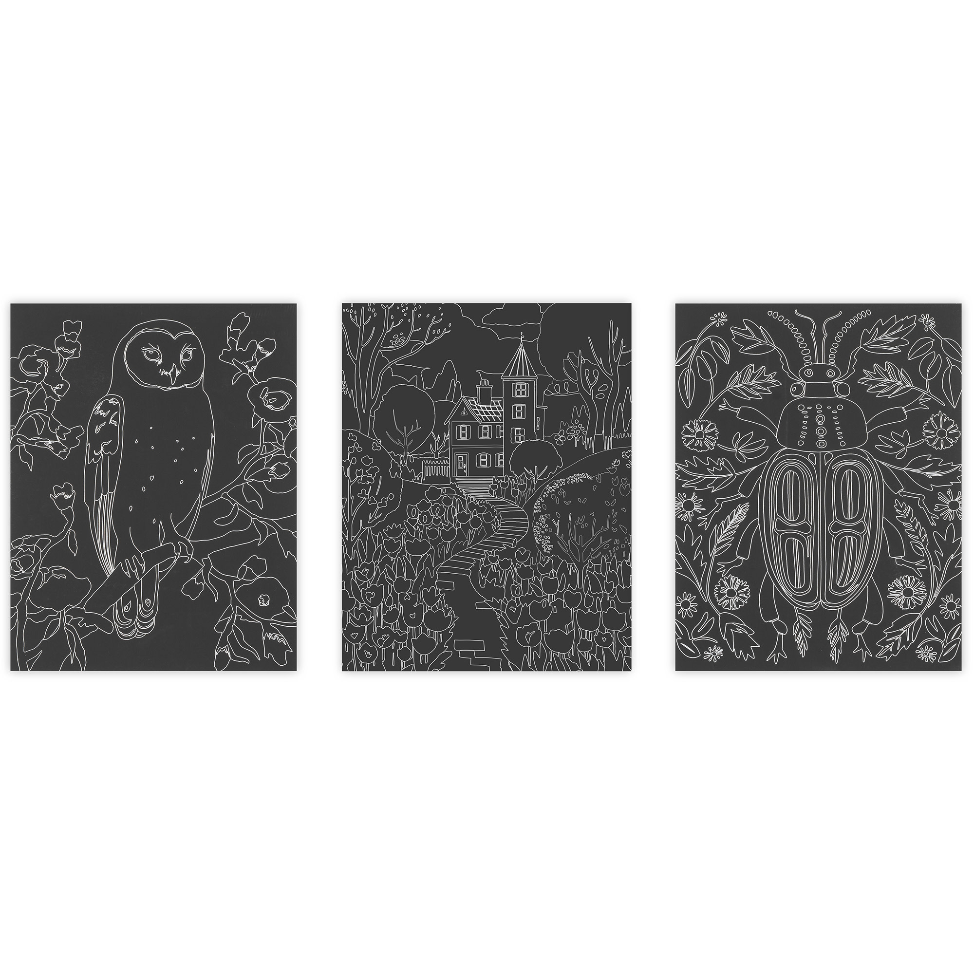 Brea Reese: Scratch Art Paper Pad - Ethereal Summer - 6 Designs, Guided Art, Metallic Accents, Stylus & Brush, Perforated 9x12" Pages, DIY Adult Craft