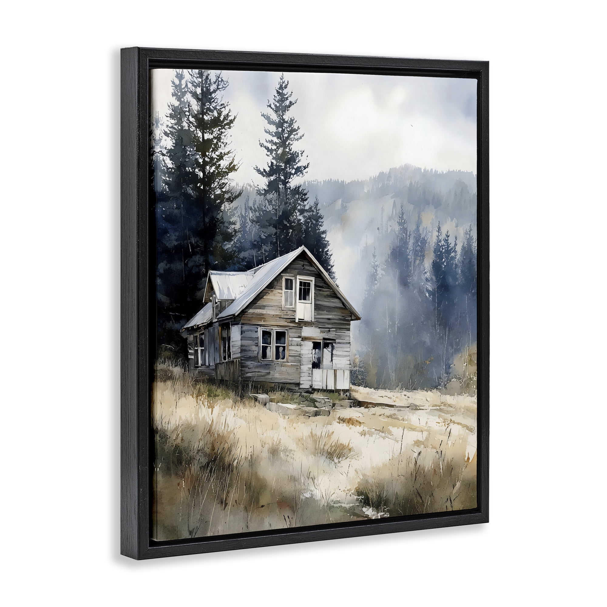 Stupell Industries Old Mountain House Black Framed Floater Canvas Wall Art, design by Franklyn Gregory