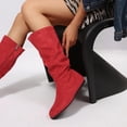 thumbnail image 5 of JUSLIO Womens Boots,Round Toe Casual Cowboy Boots,Slip on Winter Commute Stable Heel Solid Color Comfort Footwear, 5 of 9