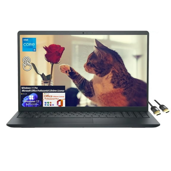 Dell Inspiron 15 3530 15" LED FHD Touch Laptop, Intel Core i5-1334U 10-Cores, Win11Pro Office Lifetime License, 8GB DDR4 512GB SSD, Webcam, HDMI, Wi-Fi6, Bluetooth, Black, with HDMI Cable, W/GaLiMu