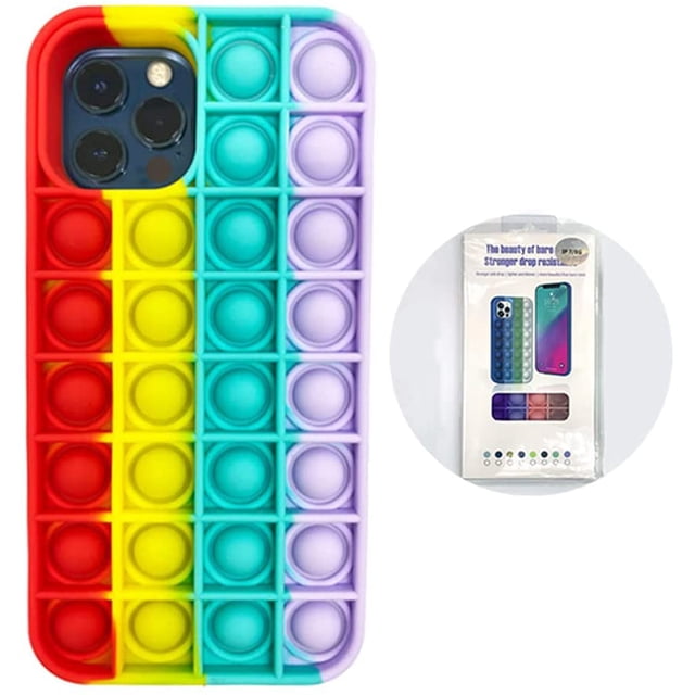 Liquid Silicone Case Bubble Wrap Phone Case Stress Relief Fidget Sensory Toy Shockproof Non-Yellowing Phone Case for iPhone 12 Pro Max Mini (I, for iPhone 12 Pro Max)