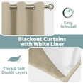 thumbnail image 6 of Blackout Curtains for Bedroom 84 Inch Length 2 Panels Set, Thermal Insulated Bedroom Curtains Soundproof Room Darkening Window Curtain Drapes, Each Grommet Curtains 52 Inch Wide, Beige, 6 of 15