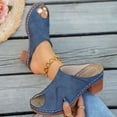 thumbnail image 2 of Women's Peep Toe Block Heel Mules Casual Summer Slide Sandals Solid Color Faux Leather Slip On Heeled Sandals with Embossed Pattern for Daily Walking Dressy Outdoor Use, 2 of 10