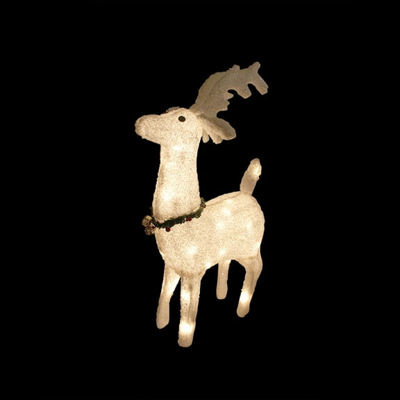 Northlight Plush Glittered Reindeer Outdoor Christmas Decoration - 28.5" - Clear Lights