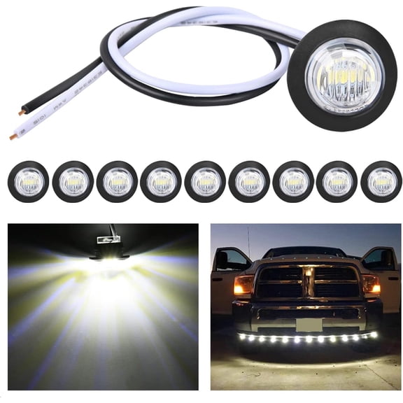 Nilight 10 PCS 3/4 Inch Round LED Clearance Light Front Rear Side Indicator Bullet Marker Lamp for Truck RV Car Bus Trailer Van Caravan Boat, White